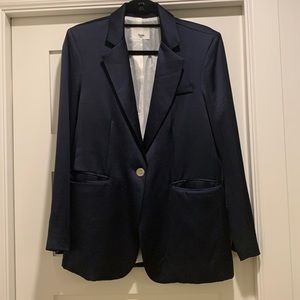 Oversized navy (satin finish) blazer. The Frankie Shop